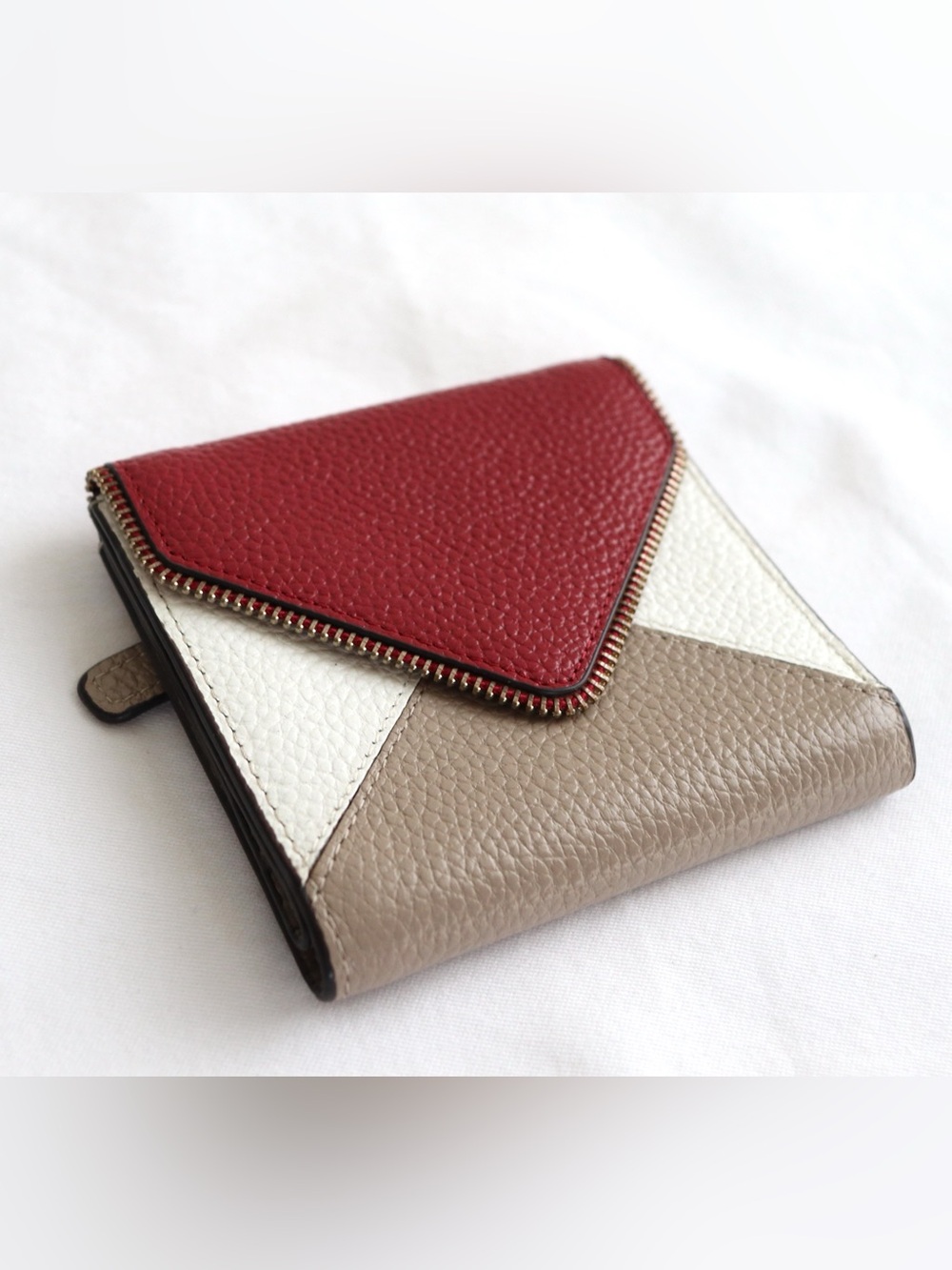 Lavemi Compact Envelope Wallet Mini RFID Blockkng - Red White and Tan
